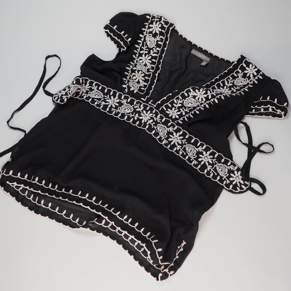 Vintage Tristan & Iseut Black Sheer Blouse - Picture 1 of 16